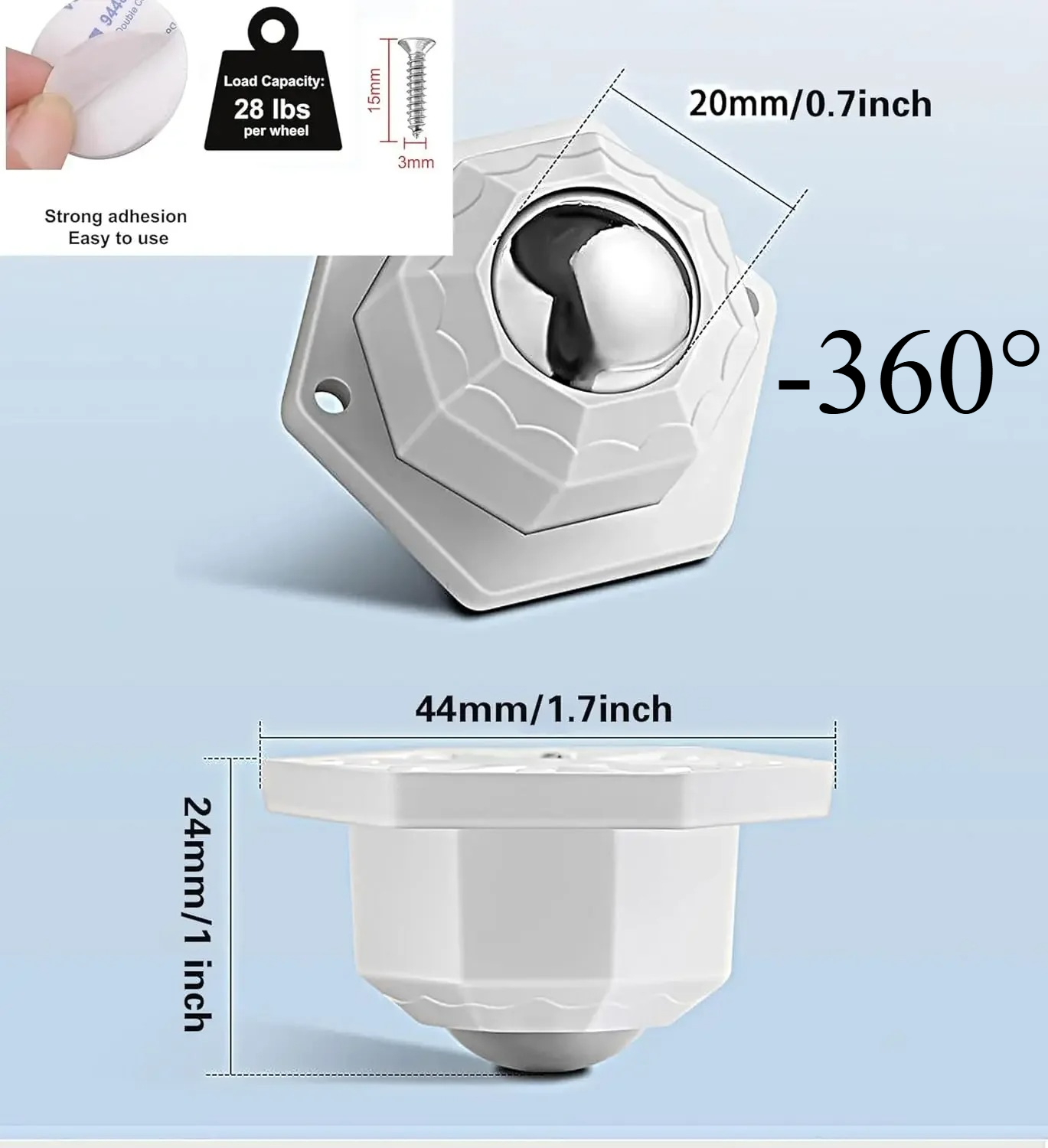 Kitchen Appliances List - Roulettes de meubles auto-adhésives, 8 pièces,
